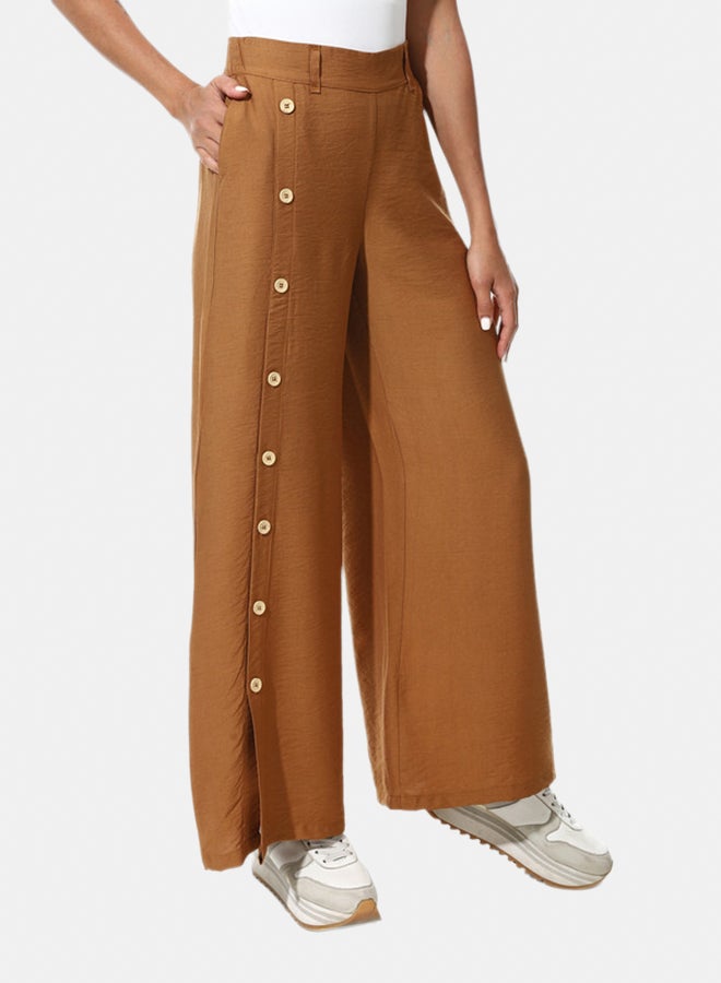 Azul Buttons On One Leg Lenin Pants - Image 1